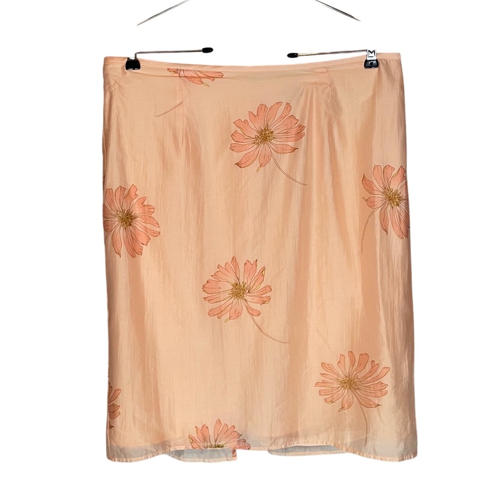 Future Collective Peach Floral Midi‎ Skirt 14 Pastel Summer Boho Cottagecore